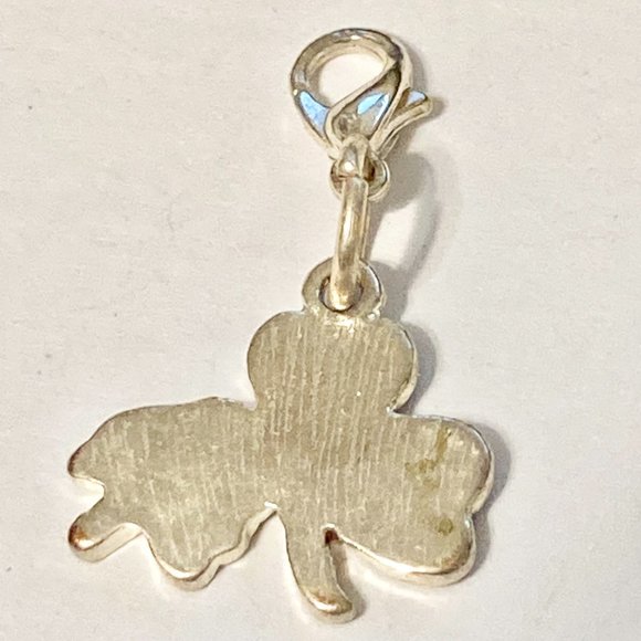 Irish Green Shamrock Enamel Charm Clip On Zipper Pull Purse Silver Tone Backpack - Picture 3 of 5